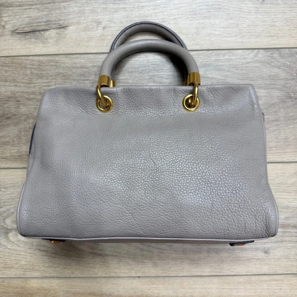 Marc by Marc Jacobs Too Hot To Handle Grey Gold Leather Satchel Handbag Purse - Picture 4 of 15